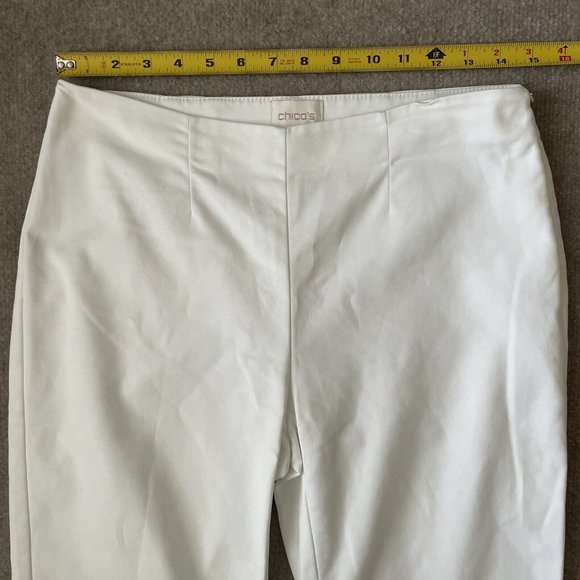 Chico's Pants Womens 00 (Size 2) White Cropped Stretch Side Zip Casual Summer - Picture 7 of 13